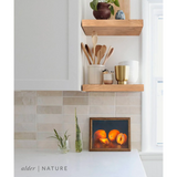 alder floating shelves in kitchen with nature finish applied