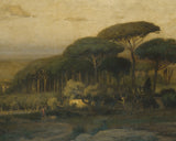 Image of rancher walking flock near a forest