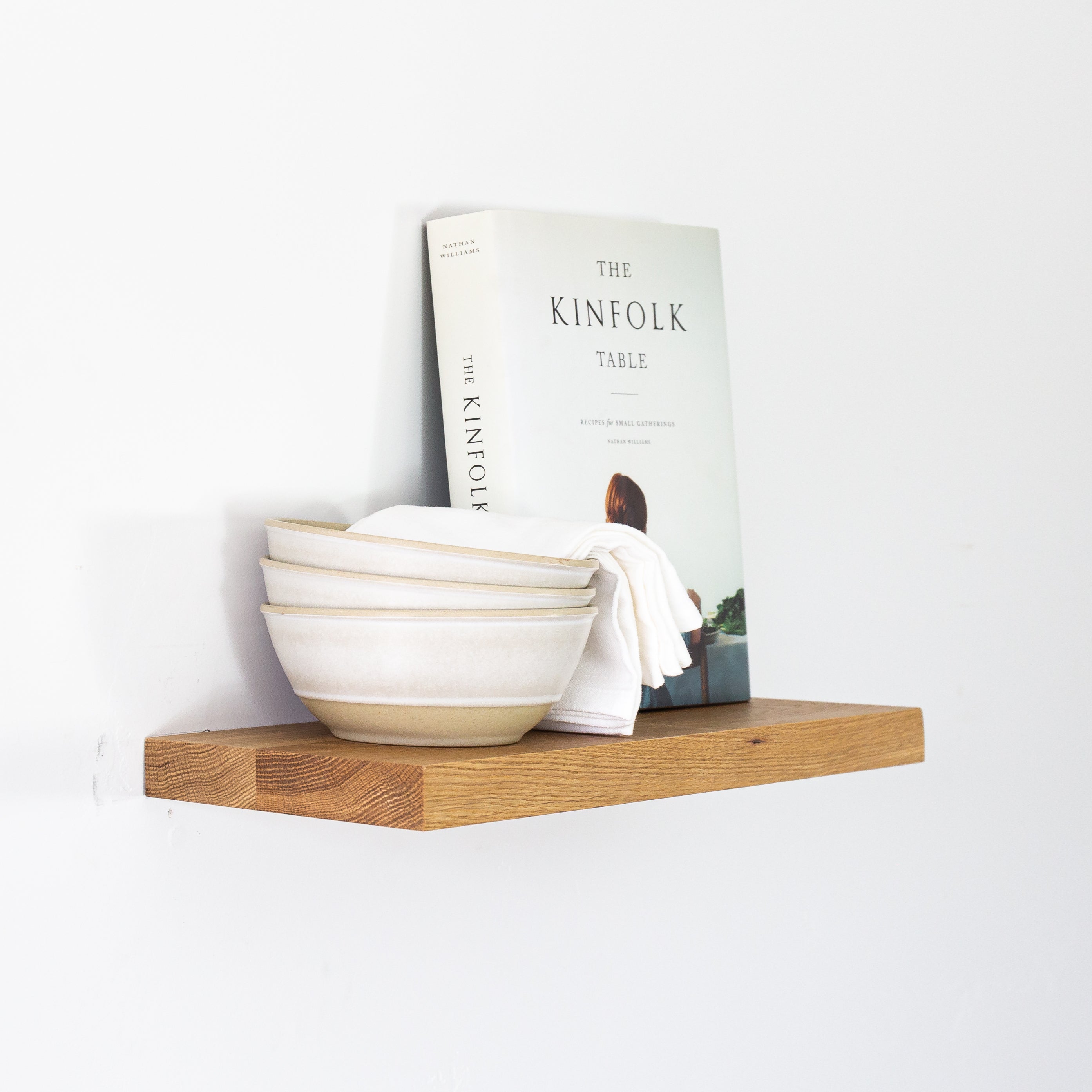 Ultra Thin White Oak Floating Shelves, Floating Shelves with hot Hidden Bracket included